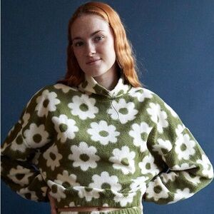 PacSun Green and Cream Floral Teddy Jacket